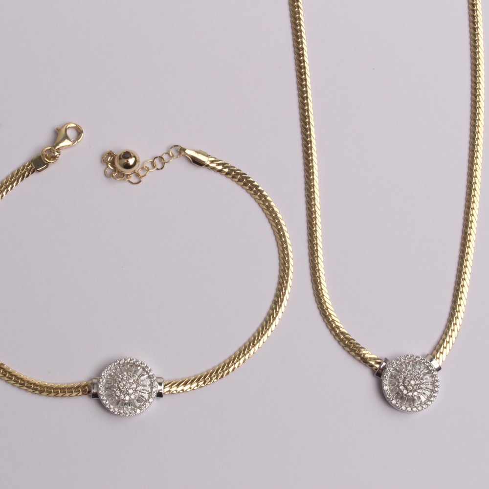 Altın İtalyan Balık Sırtı Oval Baget Set